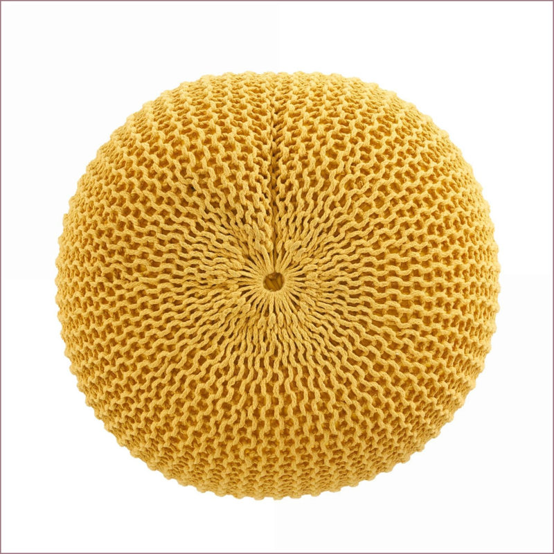 Repose-pieds rond pour repose-pieds | Jaune moutarde | Coton tricoté, Jaune