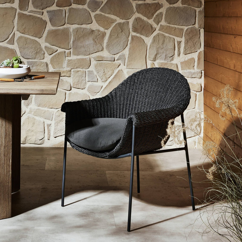 Chaise de patio avec coussin Nabia, Gris