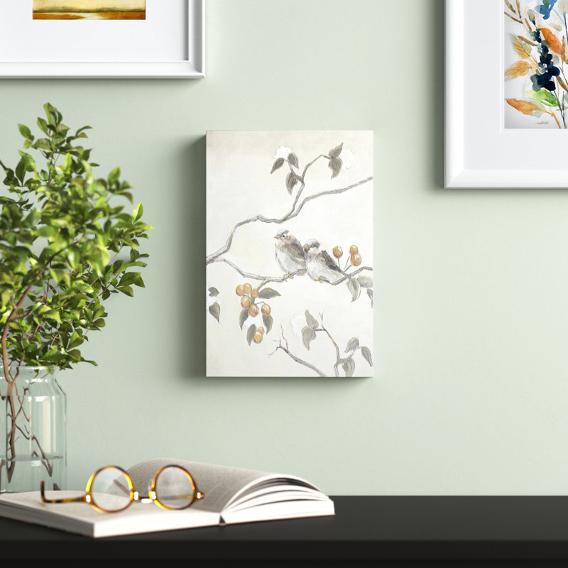 Oiseaux dans les branches I - reproduction d'art sur toile tendue, H 12 po x l 8 po, Toile tendue, Non