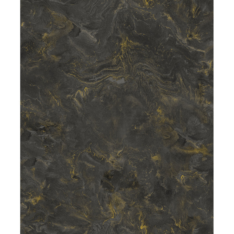 Meness Abstract Metallic Wallpaper Roll, Black