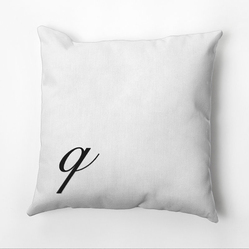 Monogram Design Collection Reversible Throw Pillow, Black, 26"x26", Q