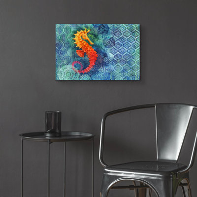 «Seahorse Batik» par Paul Brent, art mural en verre acrylique