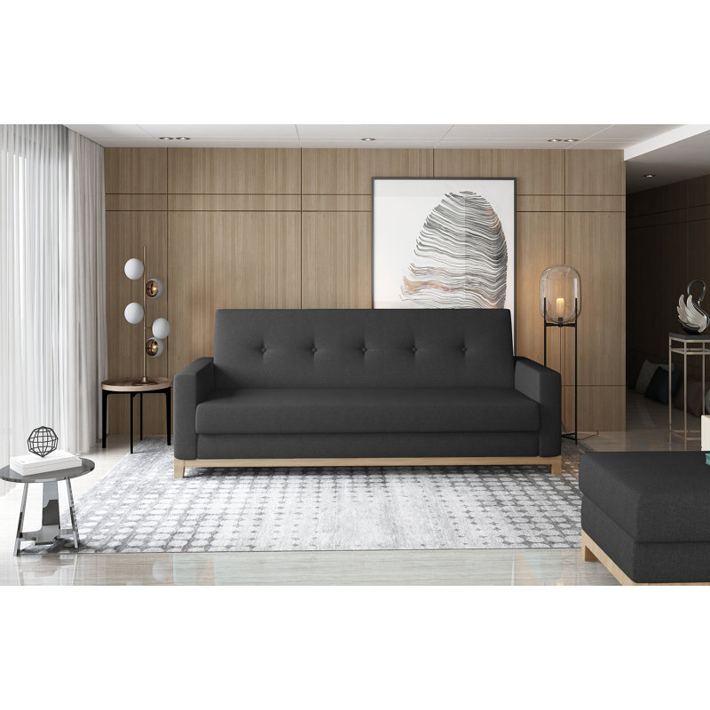 Linzy 3 Seater Sofa Bed, Beech, Black
