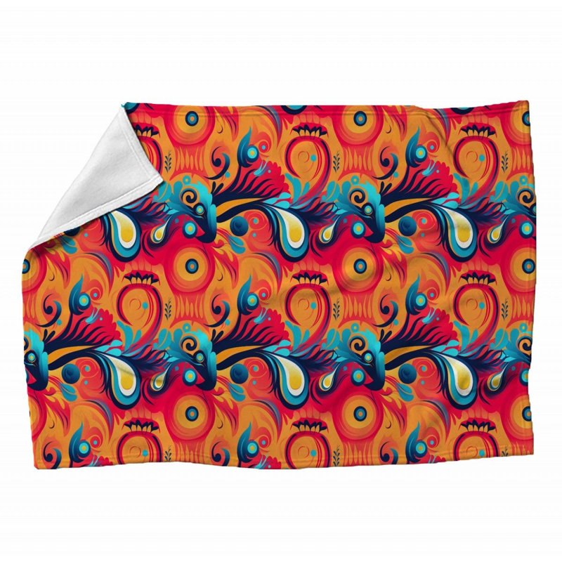 Machine Printed Throw Blanket, Geometric, 60" L x 50" W, Orange/Red