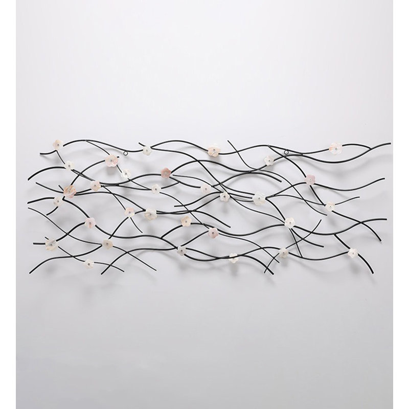 Simple metal ironwork flower branch wall decoration