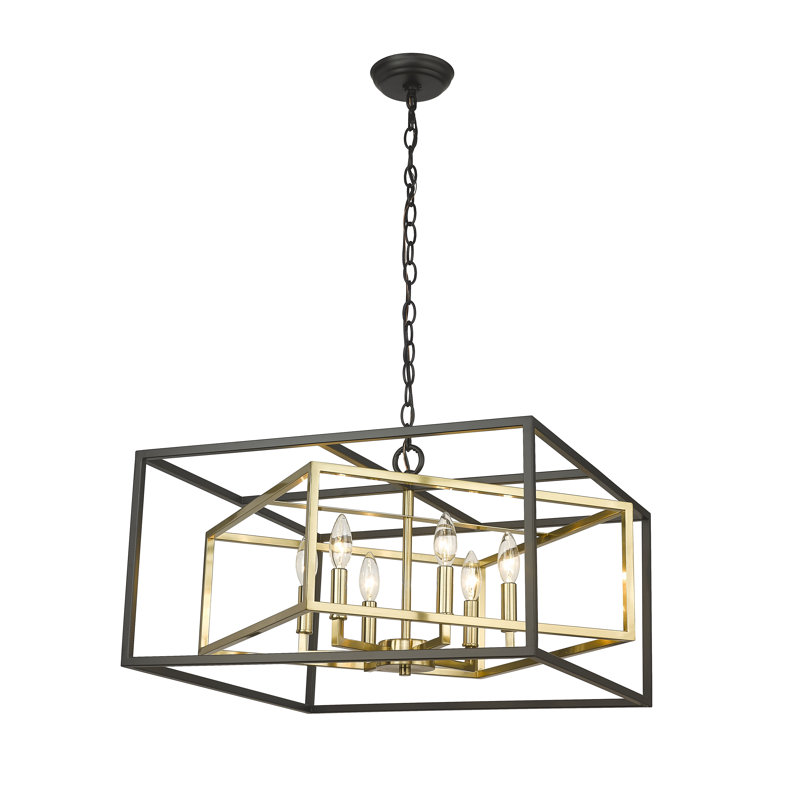 6-Light Black And Gold Iron Frame Chandelier