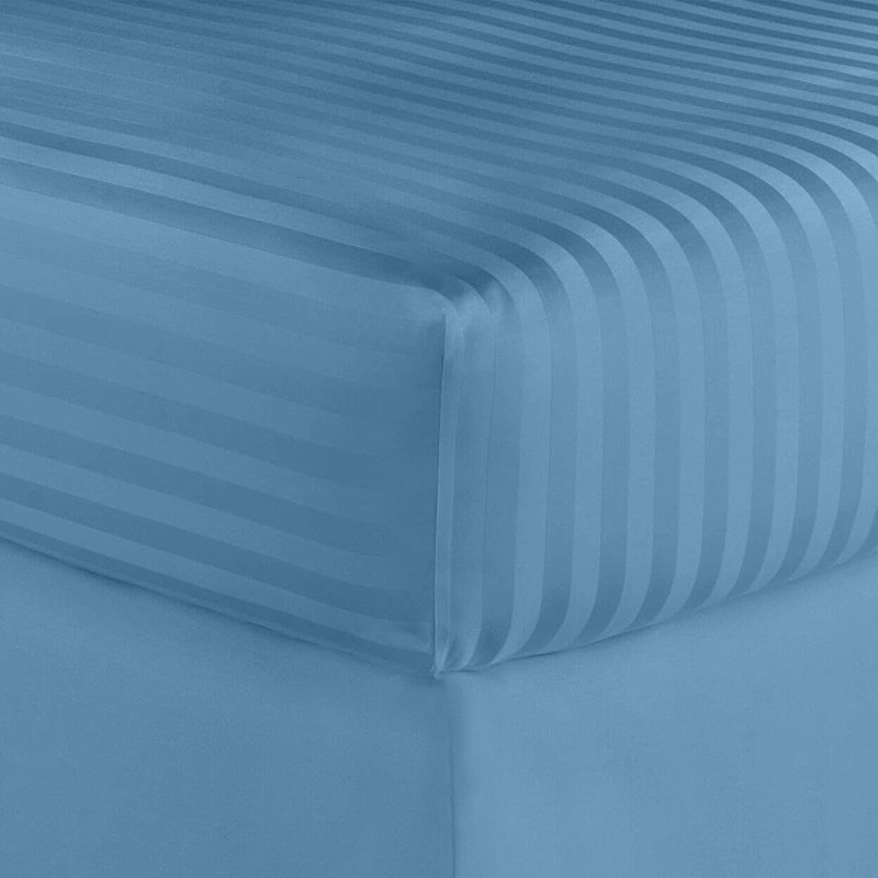 Egyptian Cotton Machine Woven Striped Sheet Set, Twin XL, Teal