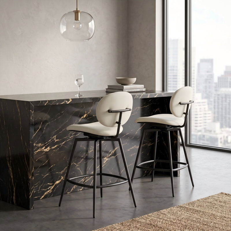 Tabouret de bar rotatif moderne, Blanc