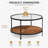 Round Coffee Table with Glass Top, 2-Tier Reversible Shelf Design and Metal Frame-2084753224