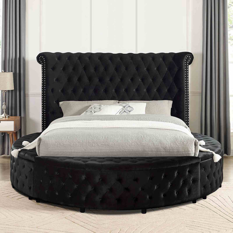 Meuble de rangement Glam, Très grand lit, Noir