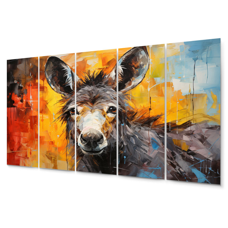 «Grey Donkey Gentle Companion Collage» - ensemble de décoration murale animaux en métal