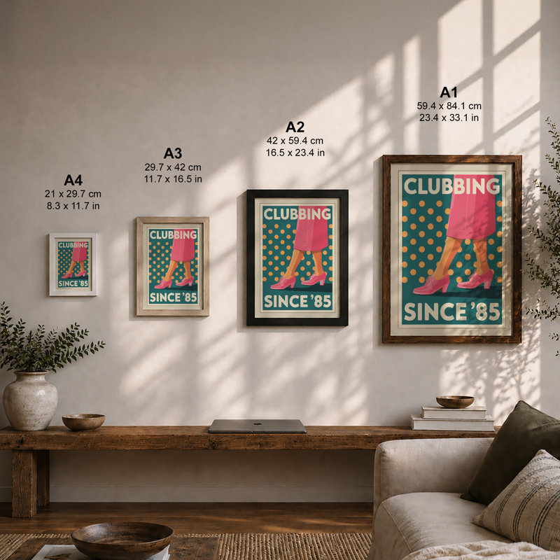 Club Bing Since '85 Retro - Print, A4 - 29.7 x 21.0 cm, Oak