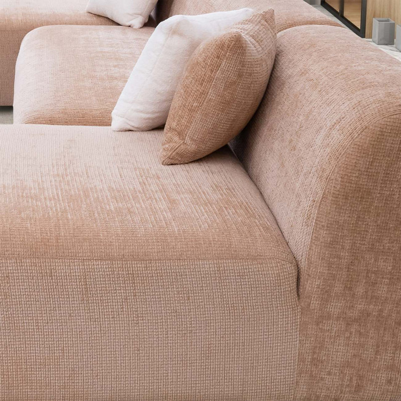 Canapé modulaire avec repose-pieds, Tissu pêche