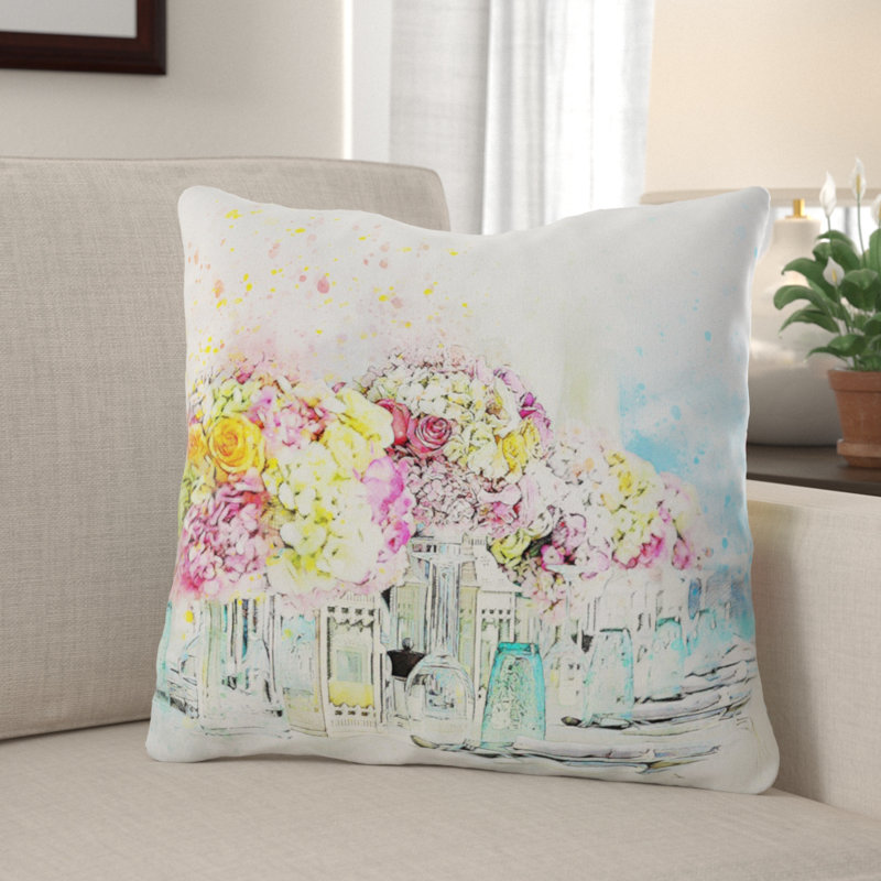Coussin Flowers, Microsuède, Intérieur