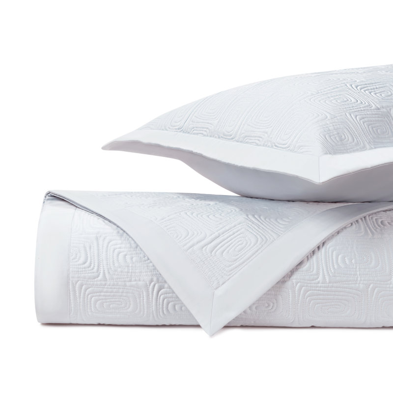 Maze Quilted Sateen Coverlet Set, King Coverlet + 2 King Shams, White