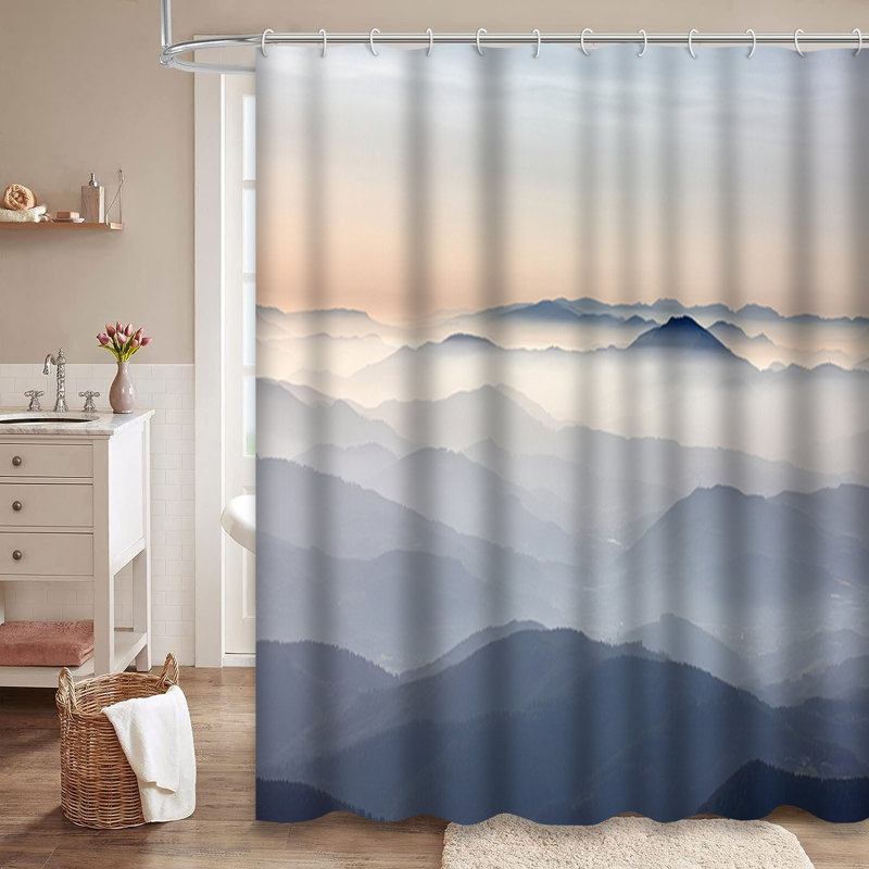 Rideau de douche Fog Mountains Sunset Country, L 72 po x l 84 po