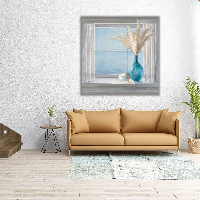 Seaside Cottage View Shell - Canvas Print Wall Art, 40" H x 40" W