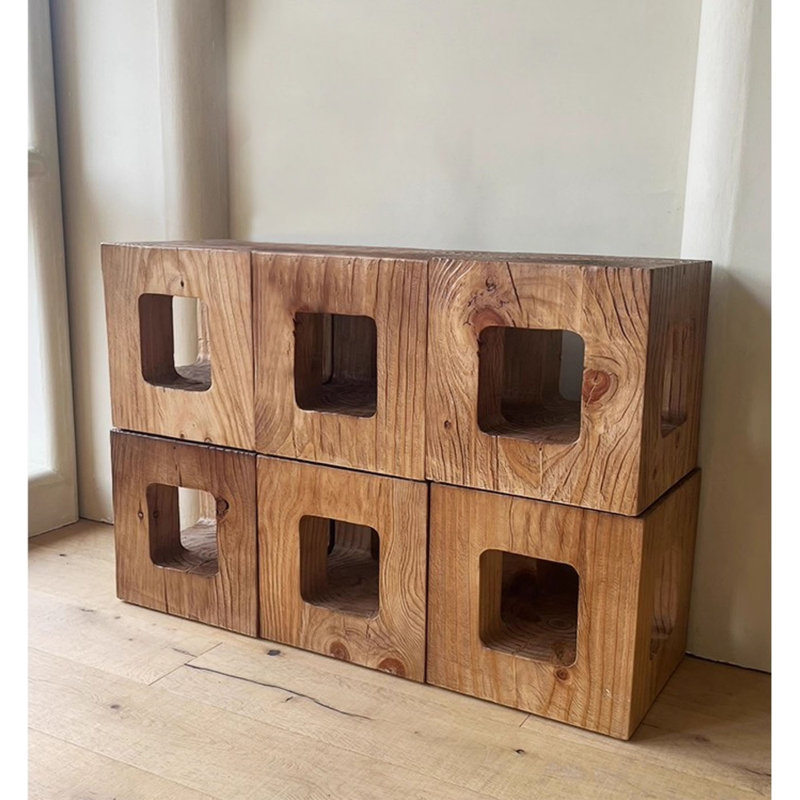 6-Piece Solid Wood Cube Coffee Table Set, 17.72" H x 35.43" L x 23.62" W
