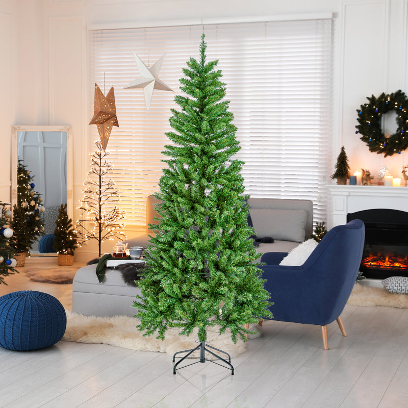 Sapin de Noël artificiel mince en PVC préilluminé de 2,3 m. Sapin de Noël intelligent aux couleurs RVB changeantes., 7,5 pi
