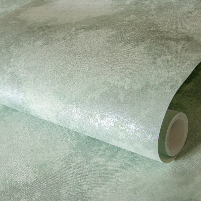 Crafted Silky Metallic Stamped Texture Design 33' L x 21" W Wallpaper Roll, Aqua