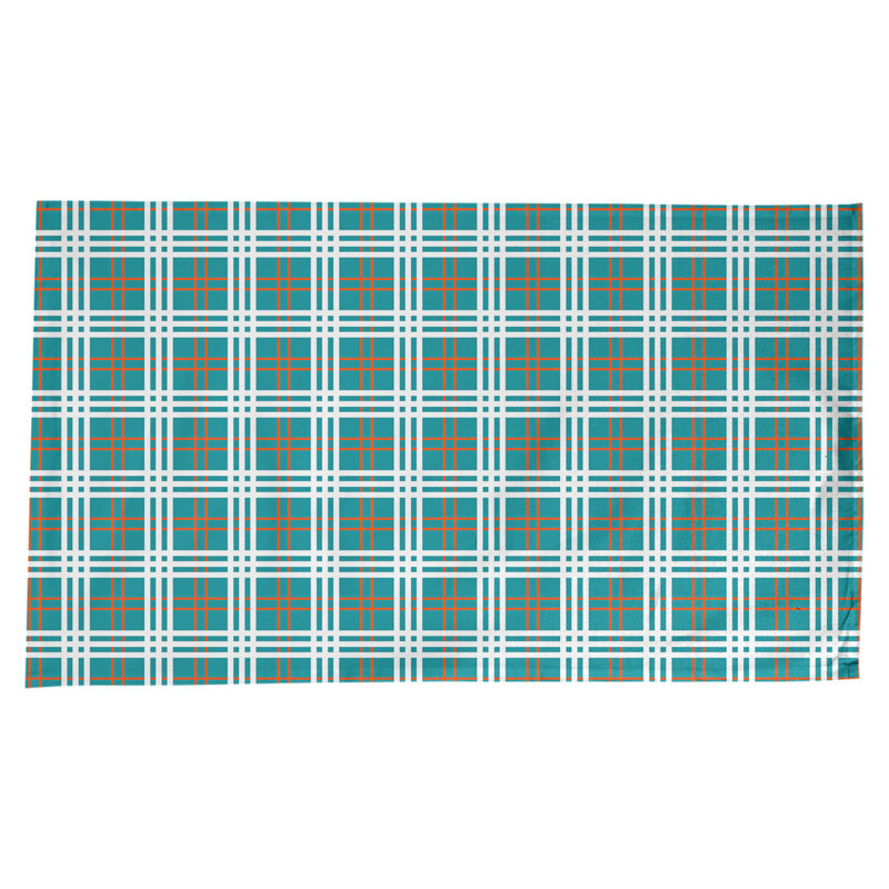 Nappe en mélange de coton à carreaux, Turquoise / Orange