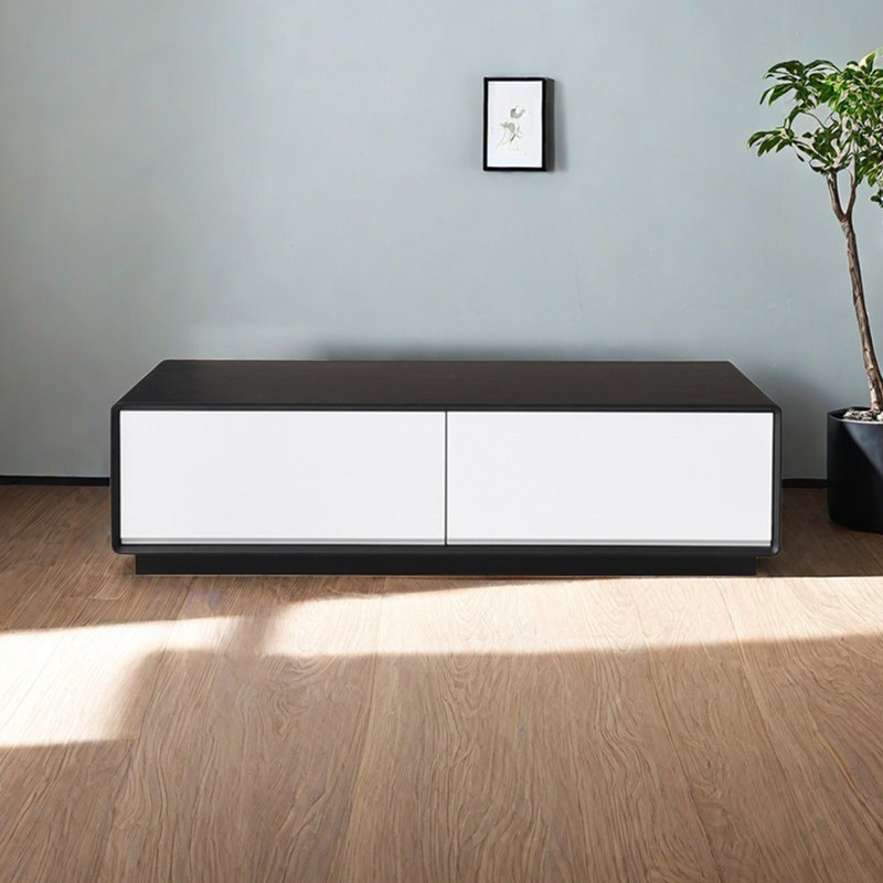 Table de salon moderne et simple rectangulaire, H 13,8 po x L 51,2 po x l 27,6 po, Noir, noir, noir, noir, Blanc