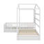 Wood House Bed , 2 Solid Bed L Structure With Fence And Slatted Frame-1640967345