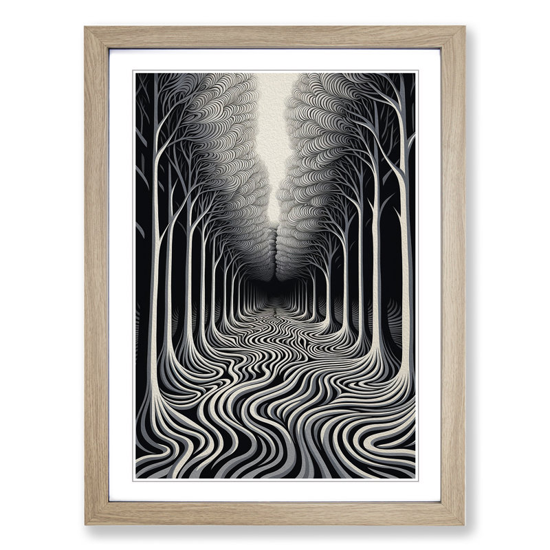 Single Picture Frame Print on Wood, 46cm H x 34cm W, Oak Framed