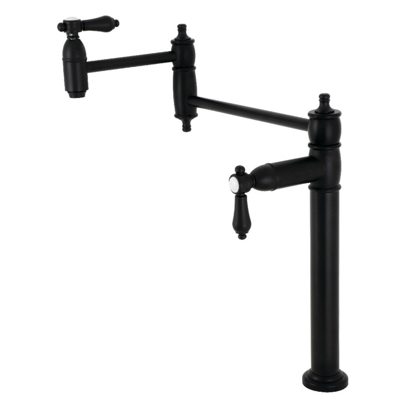 Kingston Brass Two-Handle 1-Hole Deck Mount Pot Filler Faucet, Matte Black