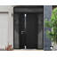 Porte d'entrée extérieure prémontée en acier Cynex 6777 noire, avec 2 fenêtres latérales et supérieures, inserts en acier inoxydable, style moderne, peinte, dimensions : L 12 + 32 + 12 x H 80 + 16, ouverture à droite vers l'extérieur.-93484011-93484016-93484012