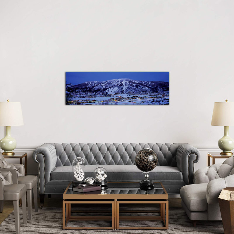 Illuminated Landscape, Mt. Werner, Steamboat Springs, Routt County, Colorado, Usa - Wrapped Canvas Panoramic Print