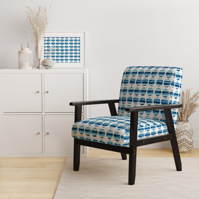 Fauteuil d'appoint rembourré à motif blanc et bleu