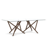 Baton Glass Top Table With Double Pedestal Base