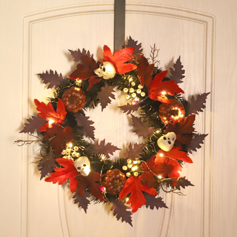 Faux Lighted Maple 45cm Wreath