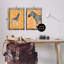 «Jungle Animals on Orange», ensemble de 2 toiles flottantes encadrées dorées par Martina Pavlova-839974190-839974186