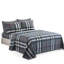 Ensemble de draps en rayonne de bambou toutes saisons 6 pièces avec 4 taies d'oreiller, motif de tartan gris moderne Marina-120571104