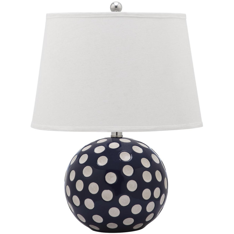 Lampe de table 25 po pois dot, Bleu marine/blanc