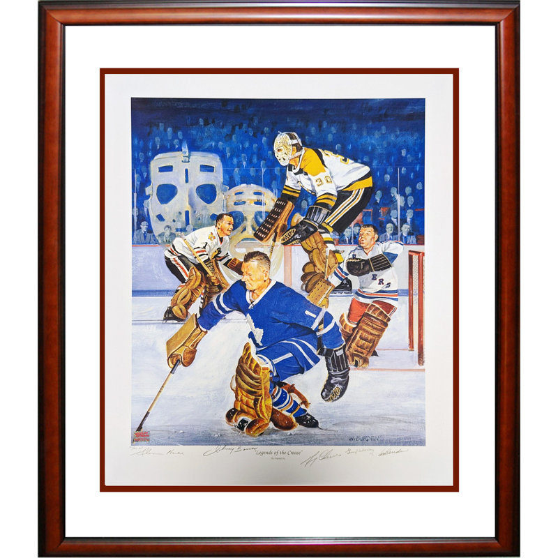 Lithographie encadrée Legends Of The Crease Artist Proof - signée par Bower, Cheevers, Hall & Worsley - Ed. Ltée / 197 (30 po x 26 po)