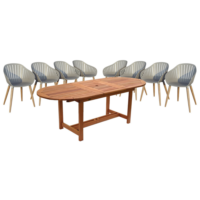 Como 8 - Person Patio Dining Set with Extendable Oval Table