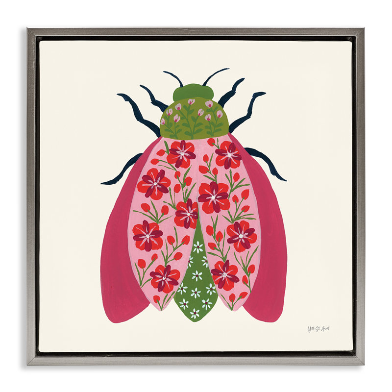  Art mural sur toile Blooming Beetle Floater par Yvette St. Amant, H 25 po x l 25 po, Cadre flottant gris lustré