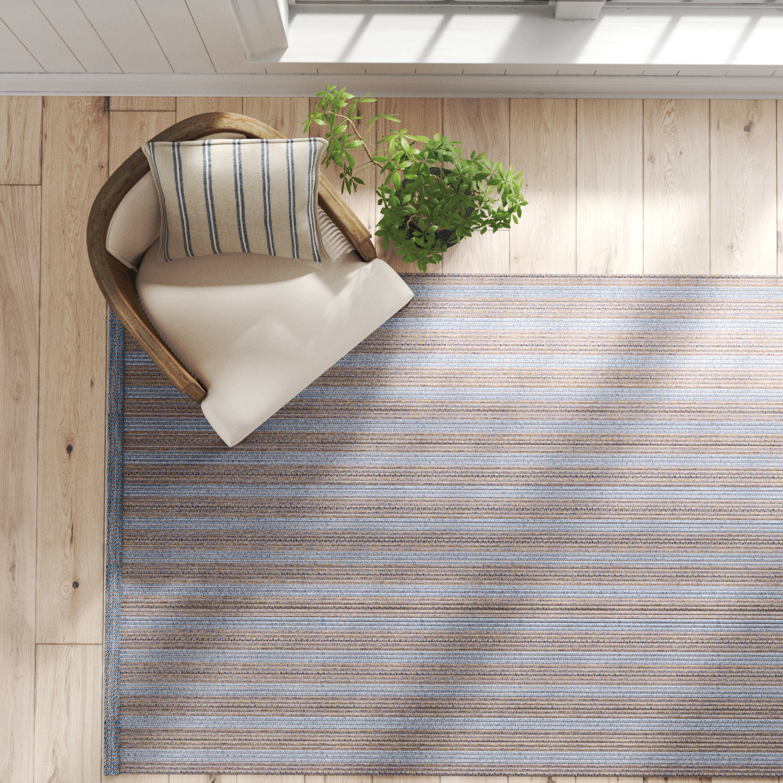 Dieterich Handmade Brown/Blue Indoor/Outdoor Rug, Rectangle 4' x 6'