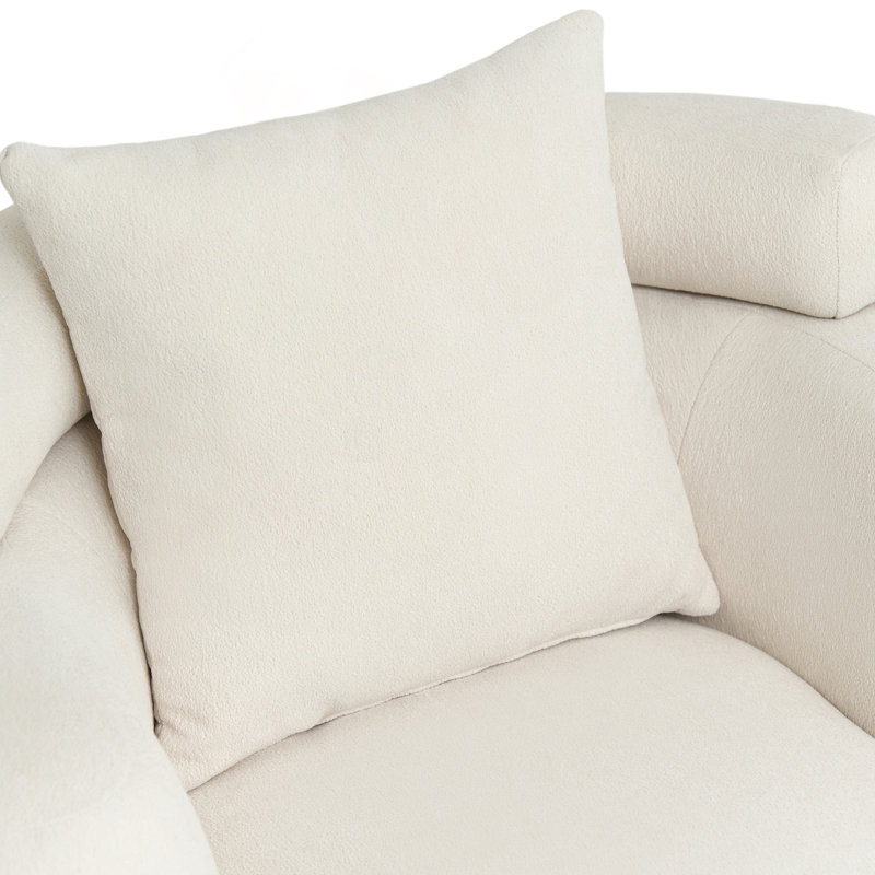 Chaise seau de style nordique avec tissu chenille et coussin, White