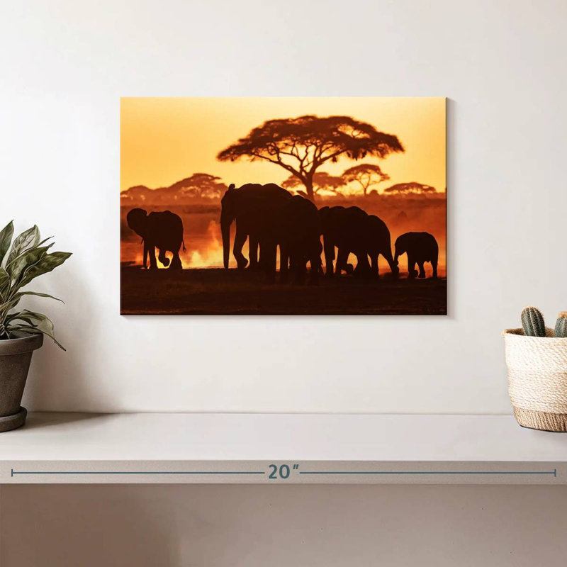 Brampt Elephant Herd In Amboseli, 8" H x 12" W