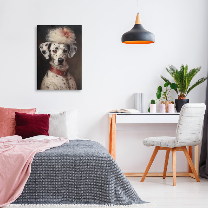 Portrait d'un dalmatien avec toile fantaisie, design par Wumples, H 30 po x l 20 po