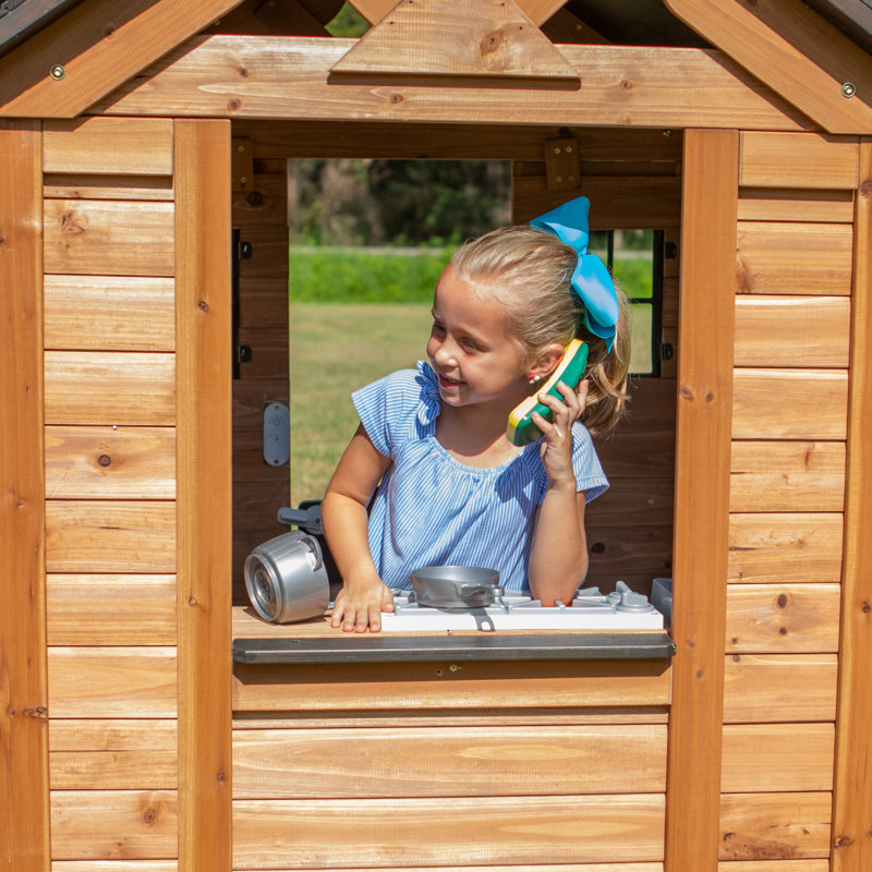 Sweetwater Cedar Wooden Playhouse with Black Roof