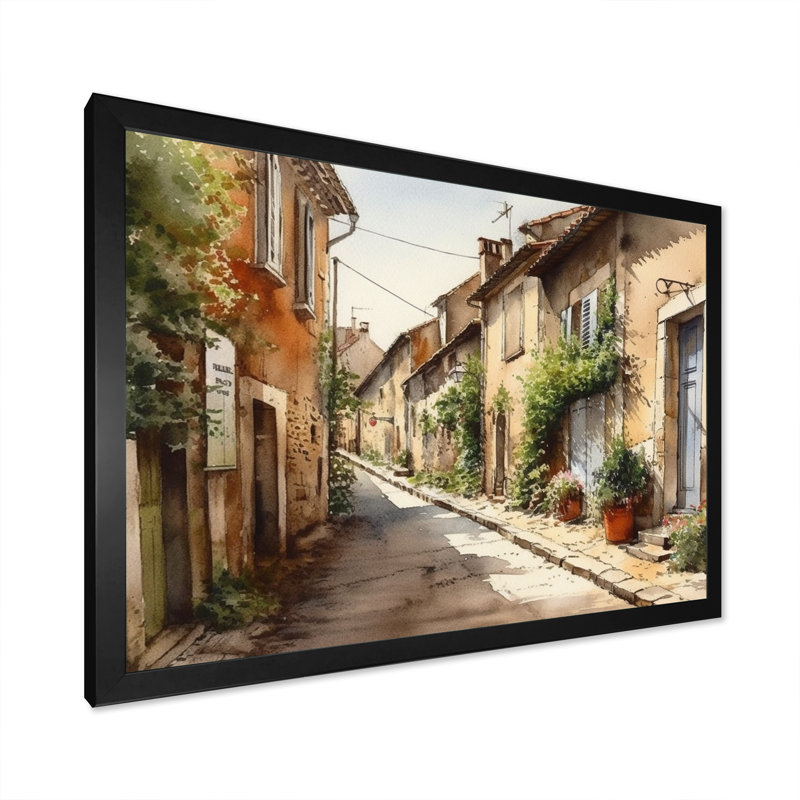 «Rochan Mediterranean Village Street I - Landscape Cottage», reproduction sur toile encadrée, H 30 po x l 40 po x P 1,5 po