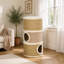 Cat Scratching Barrel, Indoor Cat Tree Tower with Sisal & Seaweed Rope, Soft Plush Cozy Platform