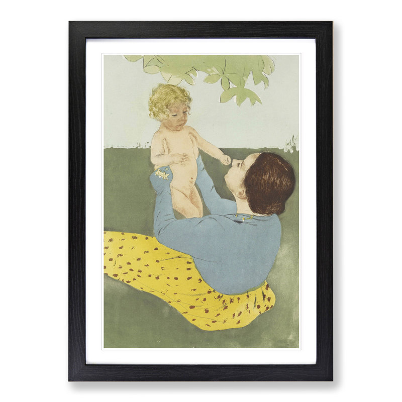 Mother and Child Vol.3 by Mary Cassatt - Picture Frame Painting, Black Framed, 65cm H x 48cm W x 2cm D