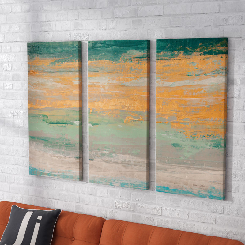 «Sparkling Seas II» par Norman Wyatt Jr., ensemble de 3 reproductions d'art sur toile, H 24 po x l 36 po, Wrapped Canvas