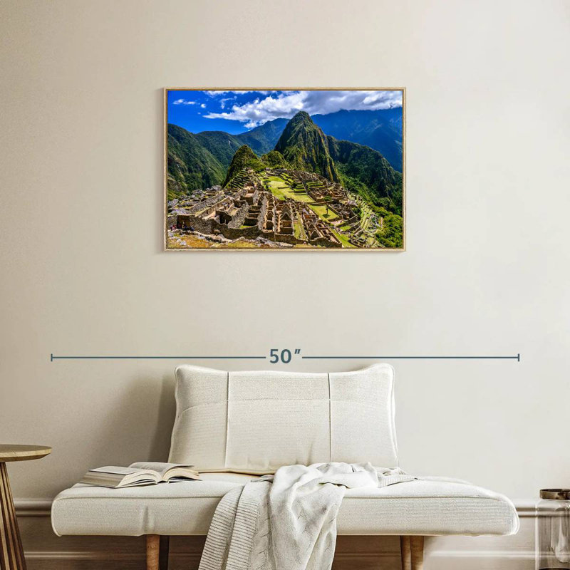 Restes du Machu Picchu, Cadre flottant en bois naturel, 31 po x 21 po